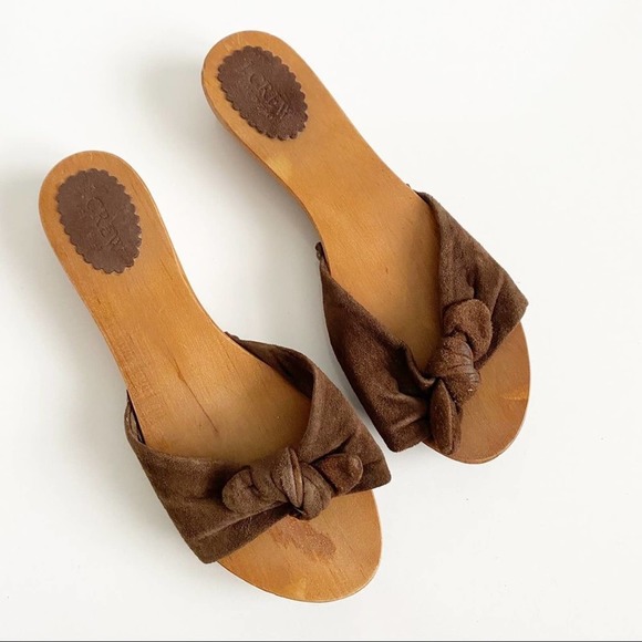 J. Crew Suede Wood Wedge Slip On Sandal Size 7